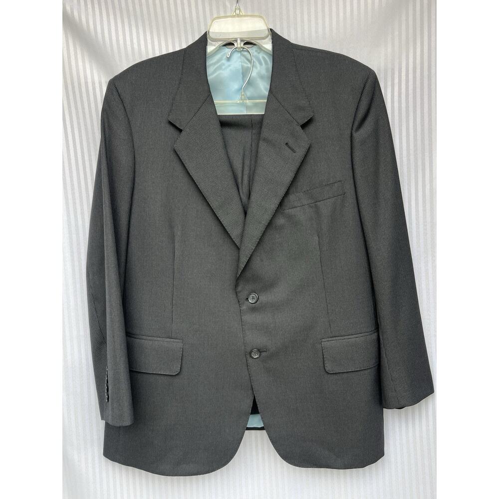 Custom Holland Sherry Charcoal Gray 2pc Pinstriped Suit 37 x 29